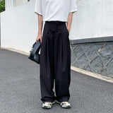 WIAOFELLAS  -  Oversized Black Suit Pants Men Fashion Social Mens Dress Pants Korean Loose Wide Leg Pants Mens Office Formal Trousers M-3XL