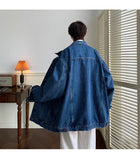 WIAOFELLAS  -  New Blue Denim Jacket Men Vintage Jean Coats Streetwear Fashion Casual Men Jean Jackets Solid Color Turn Down Collar Denim Coats