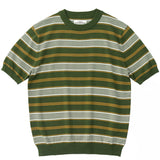 WIAOFELLAS  -  Vintage striped T-shirt High-end Lyocell knit Short sleeved men's slim crewneck top Summer