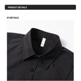 WIAOFELLAS  -  Men's Summer Solid Color Short-Sleeve Shirt - Relaxed Drop-Shoulder Casual Top, Textured Design for Smart-Casual Wear