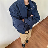 WIAOFELLAS  -  cleanfit American retro blue jacket men's spring and autumn high-end short loose stand-up collar jacket
