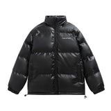 Wiaofellas  -  Thicken Solid Color Mens Parkas Oversized Warm Winter Leather Coats Harajuku Fashion Women Loose Cotton Padded Jackets