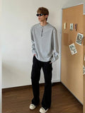 WIAOFELLAS  -  Autumn Trendy American Long Sve T-irt Men's Base irt f Zipper Hoodie Bla Retro Youth Casual Loose Fit round