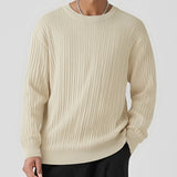 WIAOFELLAS  -  Casual Long Sleeve O Neck Knit Sweater Mens T Shirt Autumn Winter Fashionable Solid Color Jumpers For Men Daily Leisure Sweaters