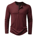 WIAOFELLAS  -  Spring Autumn Men Classic Casual Soild Color Shirt Men Fashion Tops Tees Men Slim Fit Long Sleeve Tshirt Tee Shirt