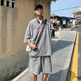Wiaofellas  -  Y2K Summer Streetwear Tracksuit Men Hip Hop Loose Suit Korean Fashion T-shirt + Shorts Sets Mens High Street Two-piece Sets