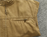 WIAOFELLAS  -  Classic vintage button-down biker jacket top men's youth cotton khaki do old wash cargo coat trend