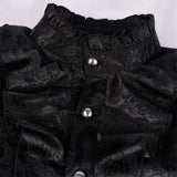 WIAOFELLAS  -  Mens Black Print Ruffled Shirts Pirate Shirt Vampire Renaissance Victorian Steampunk Gothic Medieval Halloween Costume Clothing
