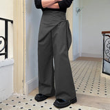 WIAOFELLAS  -  Men Pants Solid Color Lace Up Joggers Oversize Straight Trousers Men Streetwear 2025 Fashion Casual Long Pants S-5XL