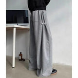 WIAOFELLAS  -  Simple Men's Sweatpants Drawstring Elastic Waist Thick Solid Color Bottom Staright Wide Leg Casual Male Pants Spring Autumn