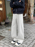 WIAOFELLAS  -  Autumn Casual Trousers Men's Loose Fit Sweatpants Wide Leg Straight Pants Black Solid Colour Seasonal Pants for Men D432