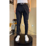 WIAOFELLAS  -  New Solid High Quality Trousers Men's Casual Pants Soft Tight Stretch Business Trousers Social Workers Men's Suit Pants A73