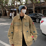 WIAOFELLAS  -  American street do old vintage denim men's and women's loose fashion jacket jacket JK