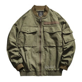 WIAOFELLAS  -  Bomber Jackets Men Spring Casual Jacket Coat Men's Washed Pure Cotton Brand Clothing Male Army green cargo Coats M-5XL