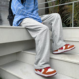 WIAOFELLAS  -  Trendy White Dstring Trousers for Men Casual Loose Fit Low Waist Long Pants Youthful Energy Sle Summer Thin Material