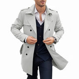 WIAOFELLAS  -  2025 Spring And Autumn Mens Coat Mid-Length Double-Breasted European And American Street Casual Windbreaker Cardigan Jacket Men