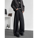 WIAOFELLAS  -  Grey Suit Pants Men Oversized Society Mens Black Dress Pants Korean Casual Wide Leg Pants Mens Office Formal Trousers M-3XL