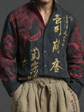 Wiaofellas  -  New Chinese style Tai Chi calligraphy gradient 3D printed men's long sleeved shirt made of vintage casual shirt