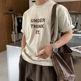 Wiaofellas  -  Men‘s Korean Loose Fit Short Sleeve T-Shirt for Spring/Summer | Graphic Print Top 100% Cotton, Breathable, Sweat-Wicking