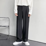 Wiaofellas  -  Men's White Straight Pants Fashion Korean Loose Suit Trousers Casual Draped Baggy White Wide Pant Male Streetwear