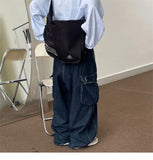 WIAOFELLAS  -  Baggy Cargo Jeans big pocket Trousers Male Denim Pants Wide Leg Pant women's Jeans Loose Casual Streetwear Hip Hop Harajuku