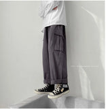 Wiaofellas  -  Men's Workwear Pants Straight Leg Loose Fit Faionable Japanese Sle Wide Leg Pants Hong Kong Sle Versatile Trendy Nine