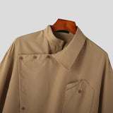 WIAOFELLAS  -  Spring Autumn New Men's Shirt Design Irregular Turn-down Collar Tops French Fashion Show Unique Buckle Men Long Sleeve Shirt