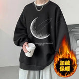 WIAOFELLAS  -  Round Neck Hoodie Men's New Versatile Long Sleeved American High Street Loose Top