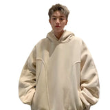 WIAOFELLAS  -  Men Hong Kong Style Thin Hoodie Loose Casual Button Design Sense Spring Autumn Solid Color Hooded Pullover Top