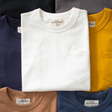 Wiaofellas  -  Summer vintage cotton crewneck solid color base white leggings men's short sleeve T-shirt