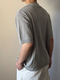 Wiaofellas  -  Casual Breathable Hollow Out Knit Shirts Men Vintage Solid Color Buttoned Lapel Knitted Cardigan Mens Tops Summer Fashion Shirt