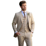 Wiaofellas  -  Champagne mens Tuxedo Wedding Suits For Men Bespoke Groom Wear Formal Fashion Men Suit Prom Party Blazer+Pants+Vest