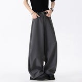 WIAOFELLAS  -  Simple Men's Suit Pants Solid Color Straight Wide Leg Summer Bottom Korean Silhouette Drape Cleanfit Male Trousers