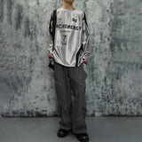 WIAOFELLAS  -  American Hip-Hop Motorcycle Silver Deconstructed Splicing Long-Sleeved T-Shirt Mens Trendy High Street Loose Sports Inner Jersey