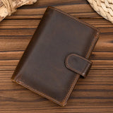 WIAOFELLAS  -  High Quality Genuine Leather Card Wallet Men Women RFID Genuine Leather Short Wallet Multi Cards Slots Button Man Purse