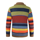 WIAOFELLAS  -  Spring Autumn Fashion Men's V-Neck Collar Cardigan Sweater Slim Fit Cable Knit Patchwork Woolen Long Sleeve Casual Male Top