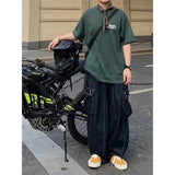 WIAOFELLAS  -  Loose Large Pockets Cargo Jeans Men and Women Korean Fashion Streetwear Straight Wide-leg Pants Retro Hip-hop Drape Long Pants