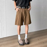 WIAOFELLAS  -  Summer Simple Men's Jeans Solid Color Menswear Sport Washing Straight Wide Leg Loose Cleanfit Male Denim Shorts