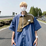 WIAOFELLAS  -  Korean Fashion Short-sleeved Shirt Men Spring and Summer New Loose Retro Button Cardigan Shirt Harajuku Jacket Streetwear Men