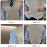 WIAOFELLAS  -  Luxury Men Knitted Steampunk Vest for Men Winter Autumn Double-Breasted Mens Suit Waistcoat Prom Stage Male Dress Vests Jacket