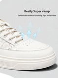 WIAOFELLAS  -  Men's Flat Lace-up Classic Series Solid Color Anti-slip Student Vulcanized Sports Shoes Trend Casual Leather Skateboard Shoes