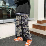 Wiaofellas  -  Camouflage Men Cargo Pockets Pants Funky Showman Handsome Streetwear Dance Hip Hop Club Bar Cool Trousers Stage Punk Rock Pants