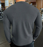 WIAOFELLAS  -  Spring Autumn Casual T-Shirt Men Long Sleeves Solid Shirt Fitness Bodybuilding Tees Tops Male Fashion Slim Stripes Tshirts