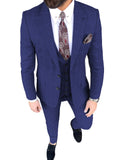 WIAOFELLAS  -  Fashion Plaid Men's Suits 3 Piece Chic Peak Lapel Single Breasted Outfits Prom Wedding Party Tuxedos (Jacket+Vest+Pants)