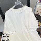 WIAOFELLAS  -  American Style Short-sleeved T-shirt for Men's Summer Top Metal Buttons and Versatile Casual Loose Pullover