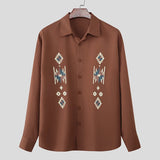 Wiaofellas  -  Men Shirt Printing Lapel Long Sleeve Button Loose Casual Men Clothing Streetwear Korean Style Fashion Tops Male Shirts