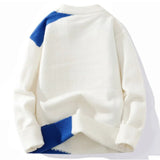 WIAOFELLAS  -  Autumn Winter New Sweater Men's Fashion Brand Design Sense Stitching Sweater  Personality Plankton Round Neck Line Pullover