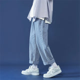 WIAOFELLAS  -  Autumn Loose Straight-leg Men's Jeans Korean Trendy Casual Ankle-length Pants Brand Versatile Youth All-match Denim Trousers