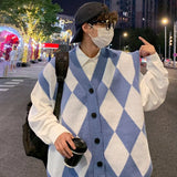 WIAOFELLAS  -  New Autumn Winter Fashion Trend Casual Vneck Cardigan Vest For Men Highquality Korean Version Loose Comfortable Versatile Jacket