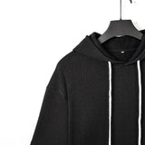 WIAOFELLAS  -  Men Fake Two Piece Hooded Sweatshirt Color Block Patchwork Trendy Top Autumn Winter Loose Fleece Lined Pullover Hoodie